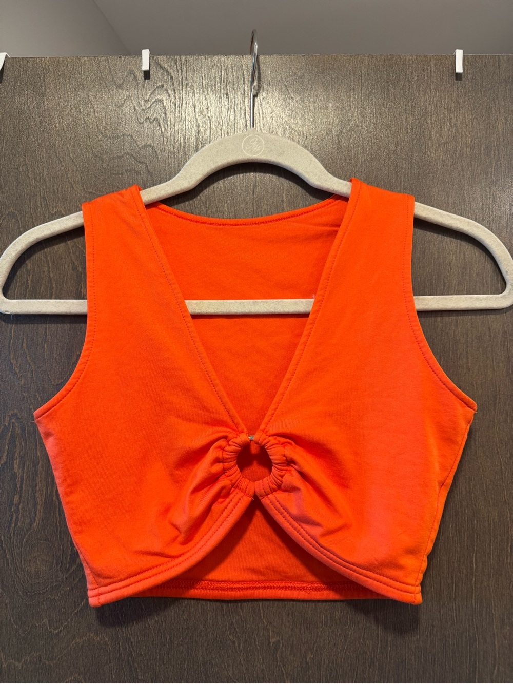 Orange Sleeveless Ring Front Crop Top